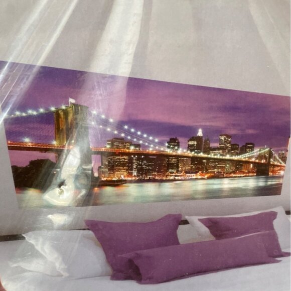 New York City Skyline Brooklyn Bridge Panoramic Wall Decor 3 Panel 18.5 x 26.3" - Picture 1 of 8